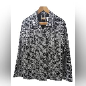 Alfred Dunner Zebra Print Knit Blazer Size 18